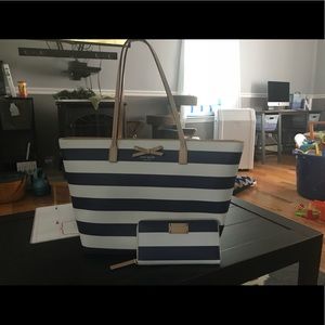 Kate Spade striped tote and wallet